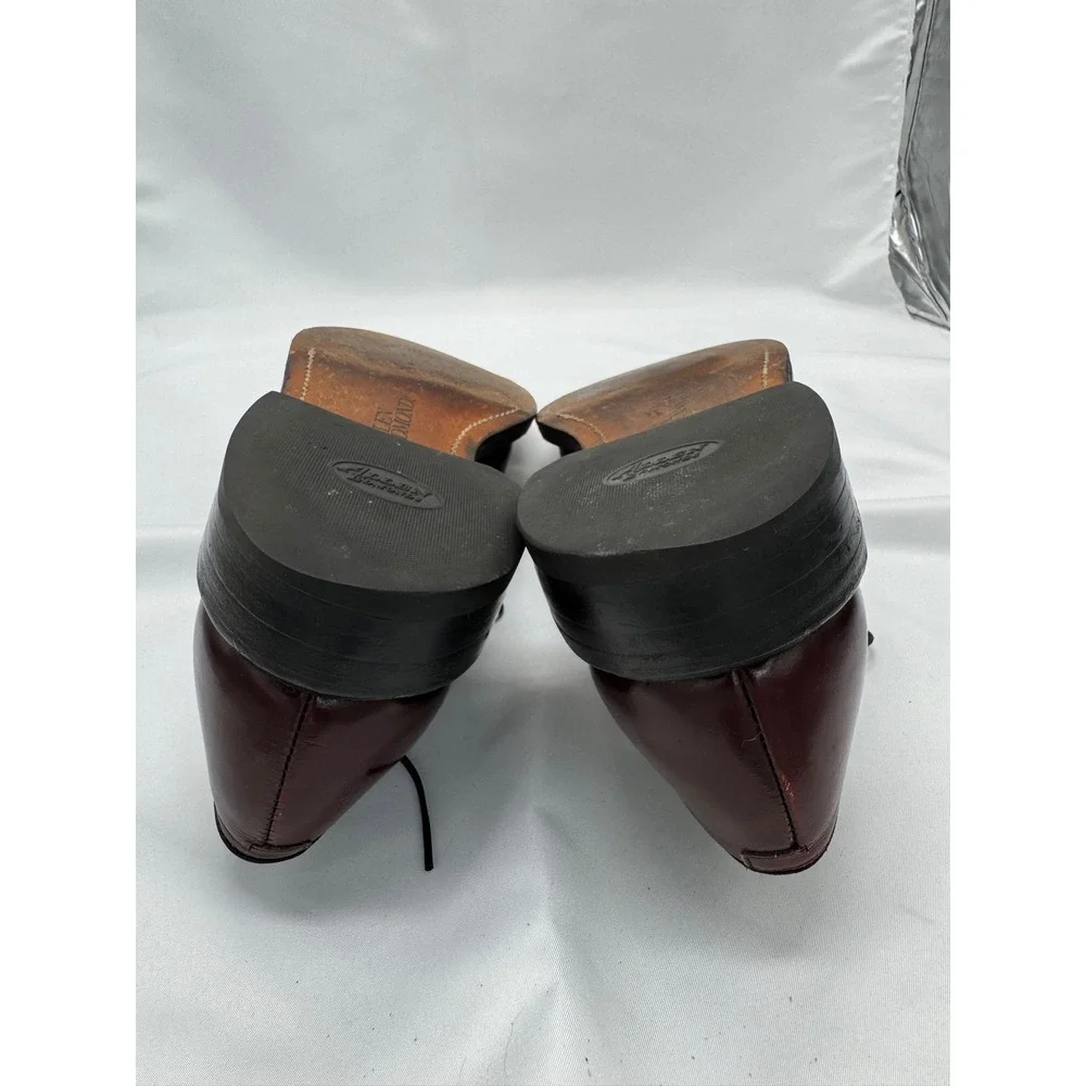 Allen Edmonds‎ Leeds Burgundy Leather Plain Toe Blucher Derby Mens 9.5 B 9548